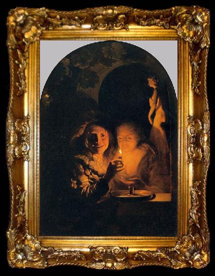 framed  Godfried Schalcken Lovers Lit by a Candle, ta009-2